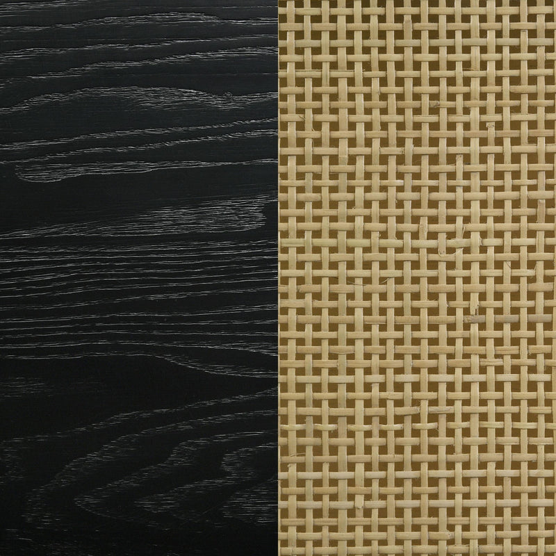 Arini Rattan California King Panel Bed Black and Natural