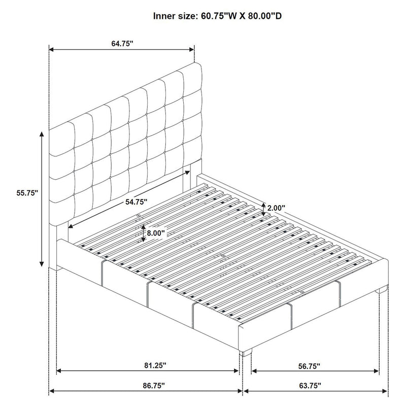 Medley Genuine Leather Queen Panel Platform Bed Black