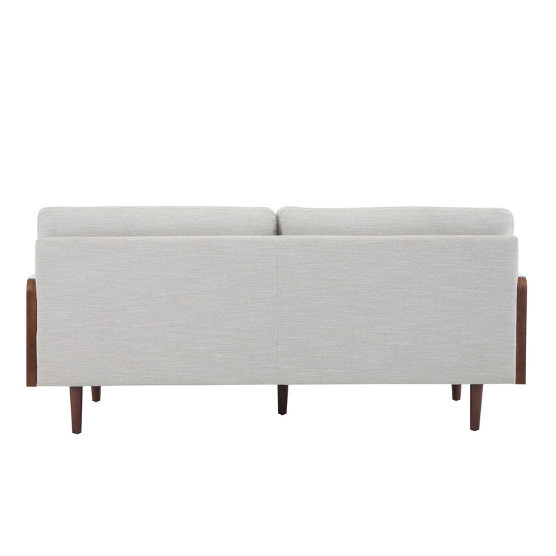 Sofa With Wood Sides And Rounded Legs - Beige