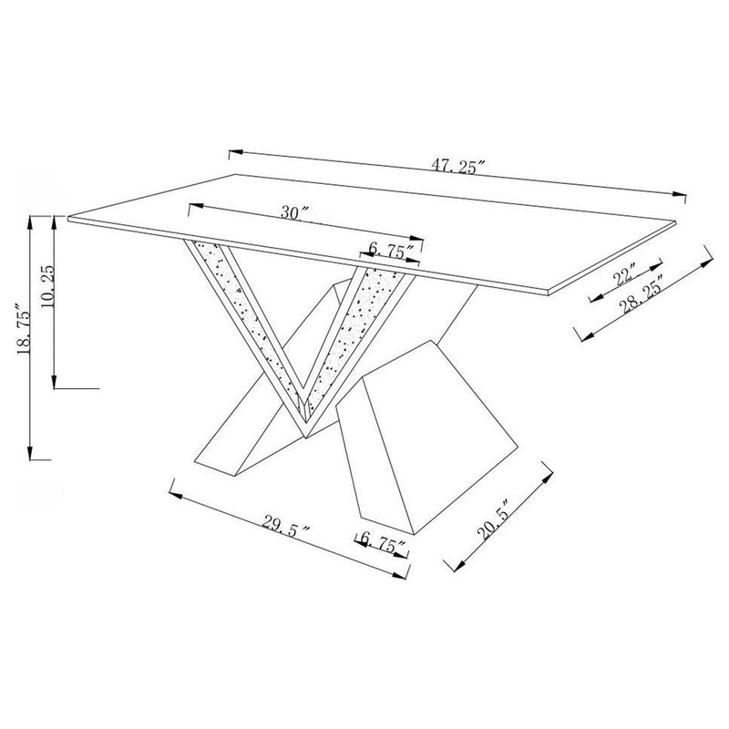 Taffeta Glass Top Mirrored Acrylic Coffee Table Silver