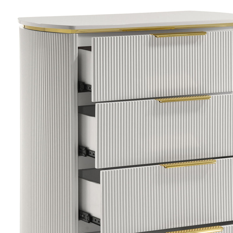 Giovanni - 5 Drawer Chest - White
