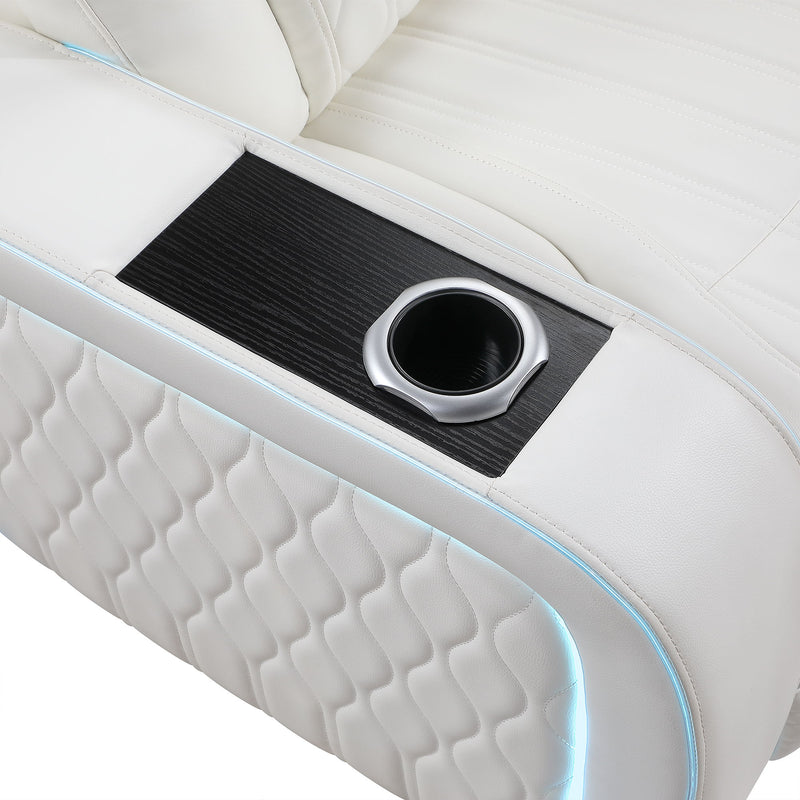 Electra - Power Reclining Sofa With Power Headrests, Drop Down Table, Reading Light, Massage, LED Lighting And USB Control