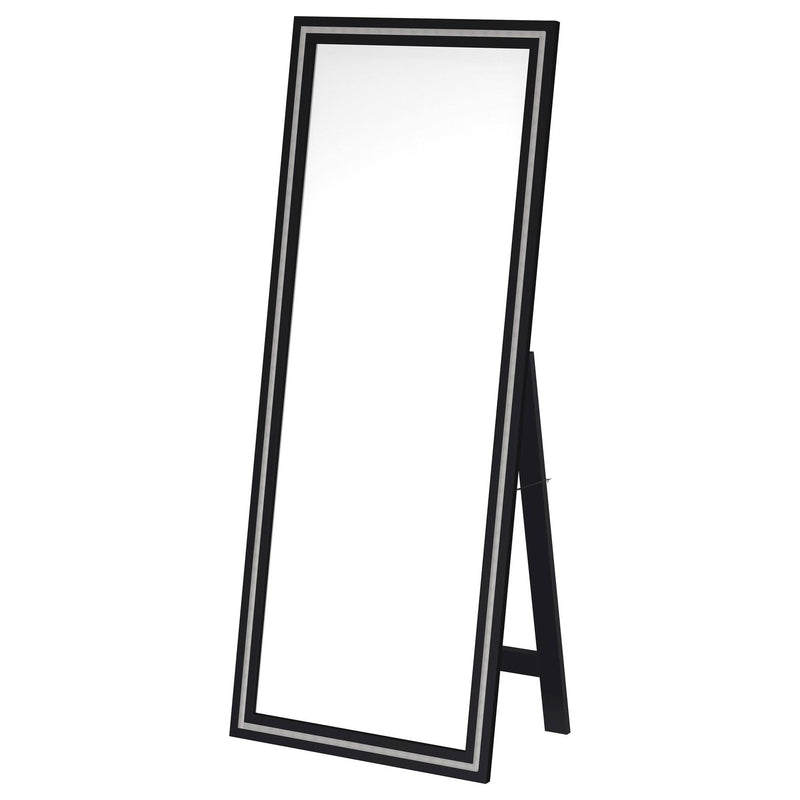 Windrose 28 x 67 Inch Tempered LED Standing Mirror Black