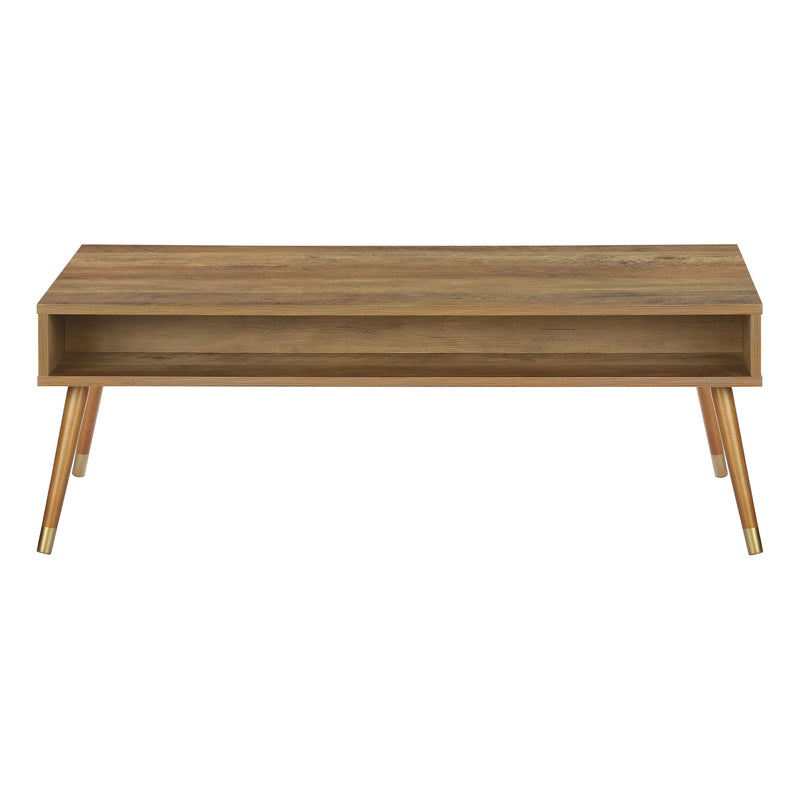 Coffee Table, Accent, Cocktail, Rectangular, Storage, Living Room, Wood Legs, Mid Century - Walnut