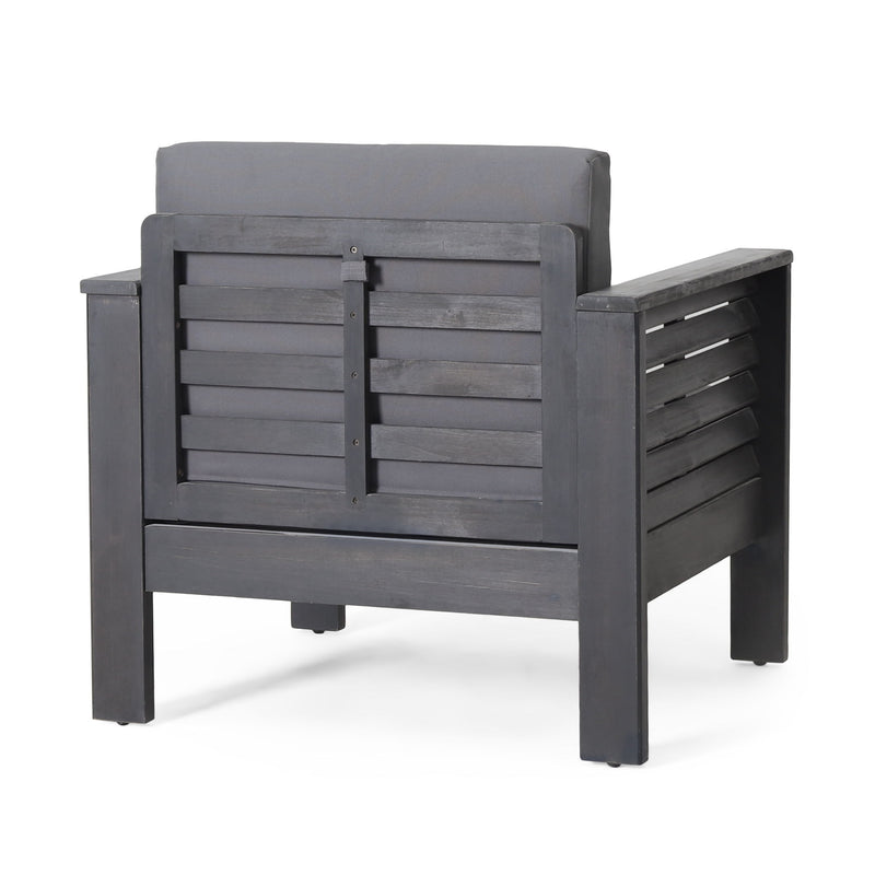 Acacia Wood Loveseat And Coffee Table Set With Cushions
