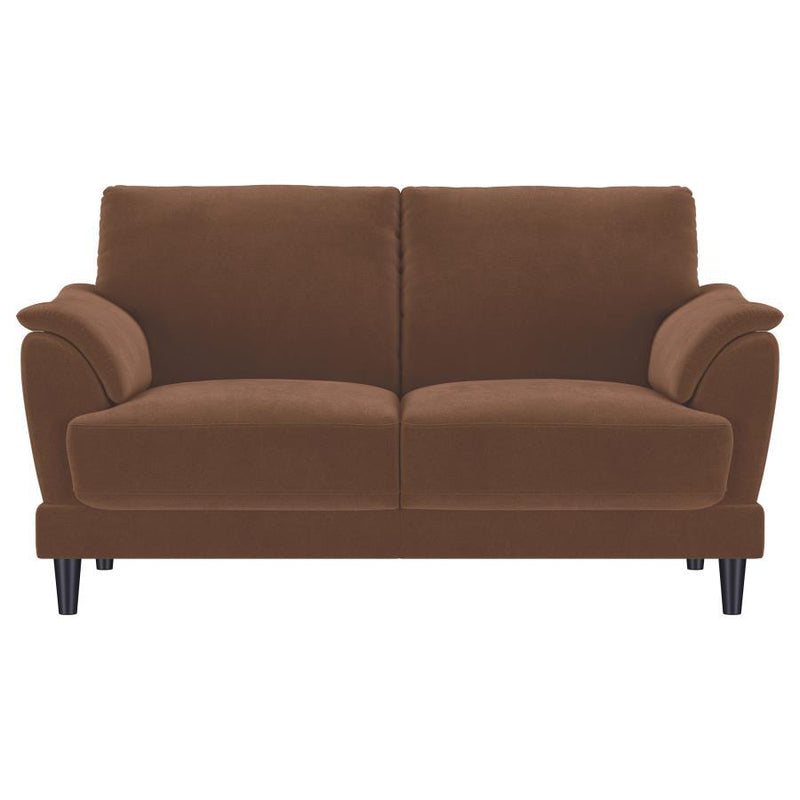 Selma - 2 Piece Velvet Upholstered Crescent Arm Sofa Set - Rust