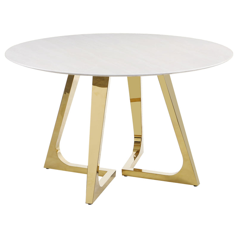 Imani - Round Marble Dining Table - Gold