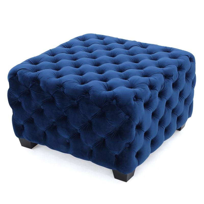 Modern Glam Ottoman With Upholstery And Button Tufted Design