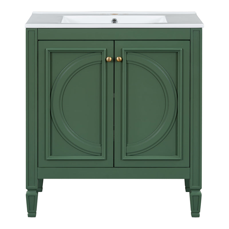 Bathroom Vanity With Sink With 2 Doors And Adjustable Shelf