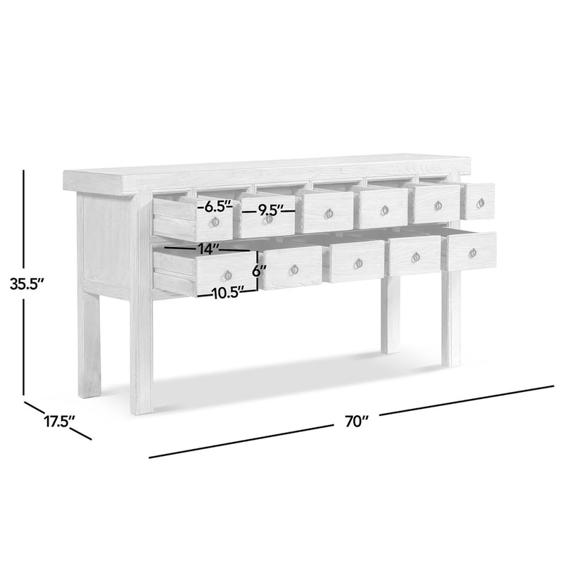 Bellamy Heritage - 11 Drawer Table With Open Base - Brown