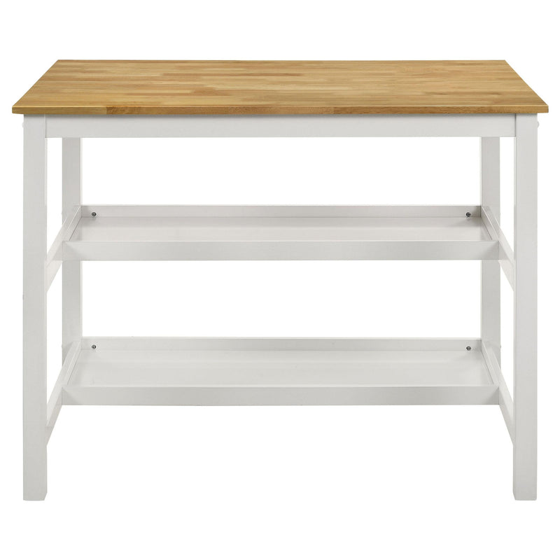 Edgeworth Kitchen Island Counter Table with Pot Rack White