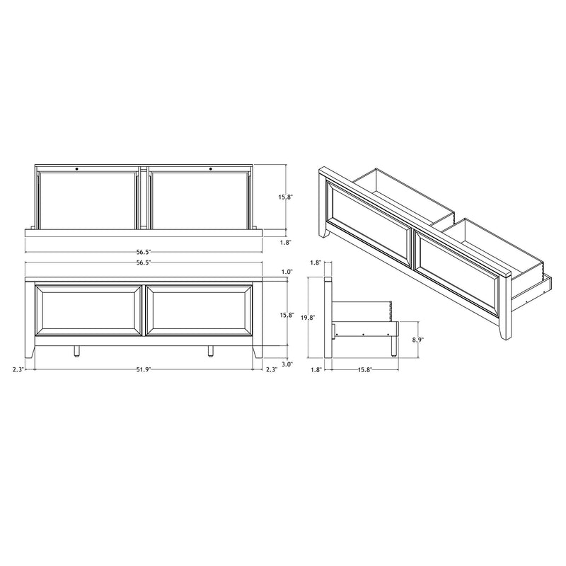 Melissa - 5 Piece Storage Bedroom Set With Padded Headboard