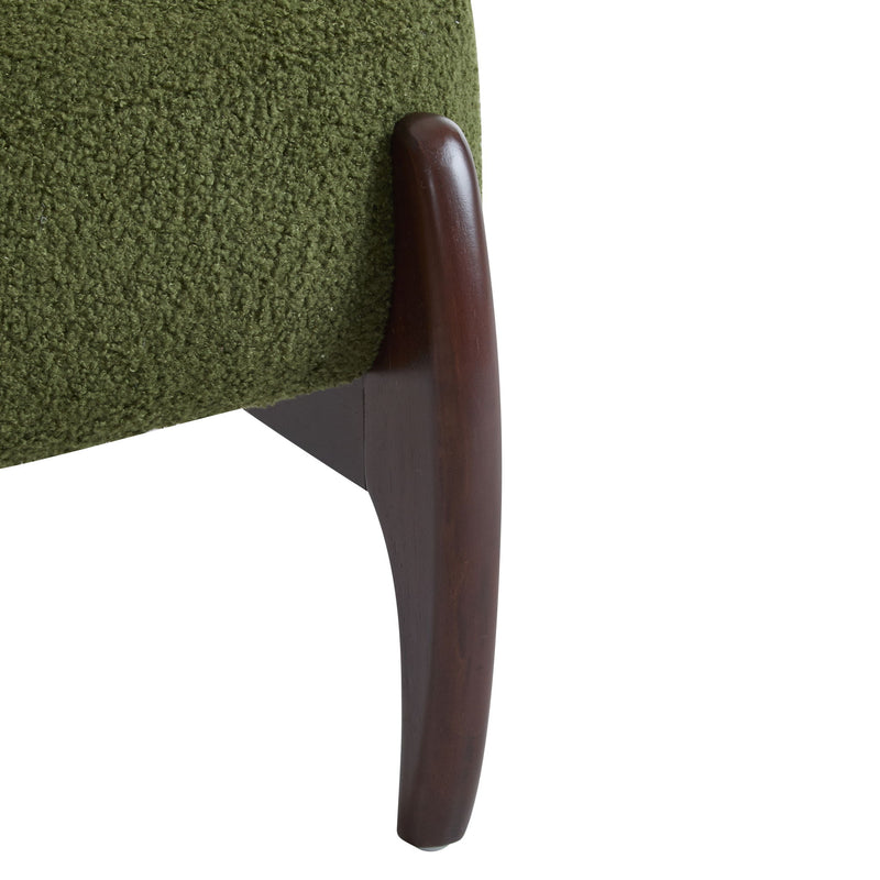 Modern Boucle Lounge Chair With Solid Wood Fram