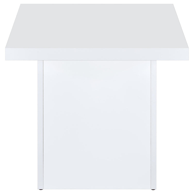Devar Square Engineered Wood Side End Table White High Gloss