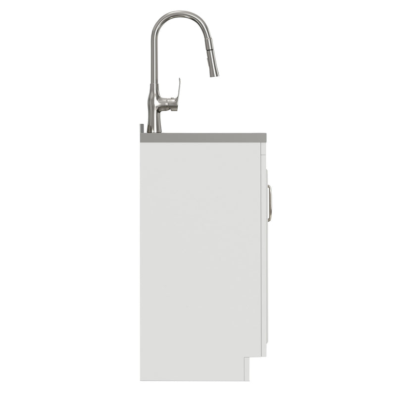 Darwin - Laundry Utility Sink And Cabinet With Sink And Pull Out Faucet - White