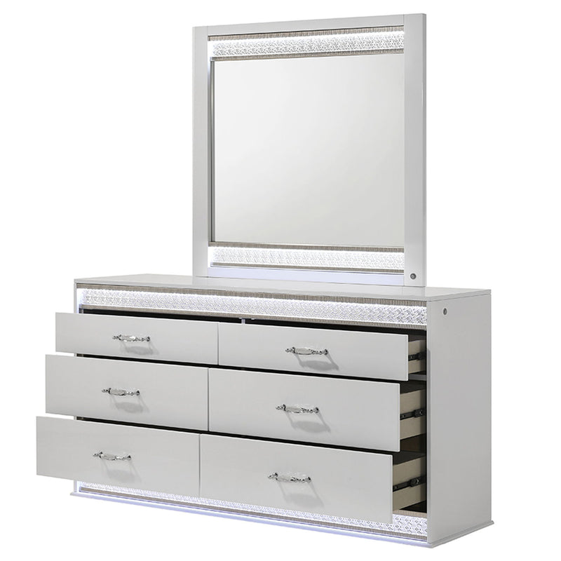 Glam - 6 Drawer Dresser With LED Lighting (Includes Dresser Only) - White