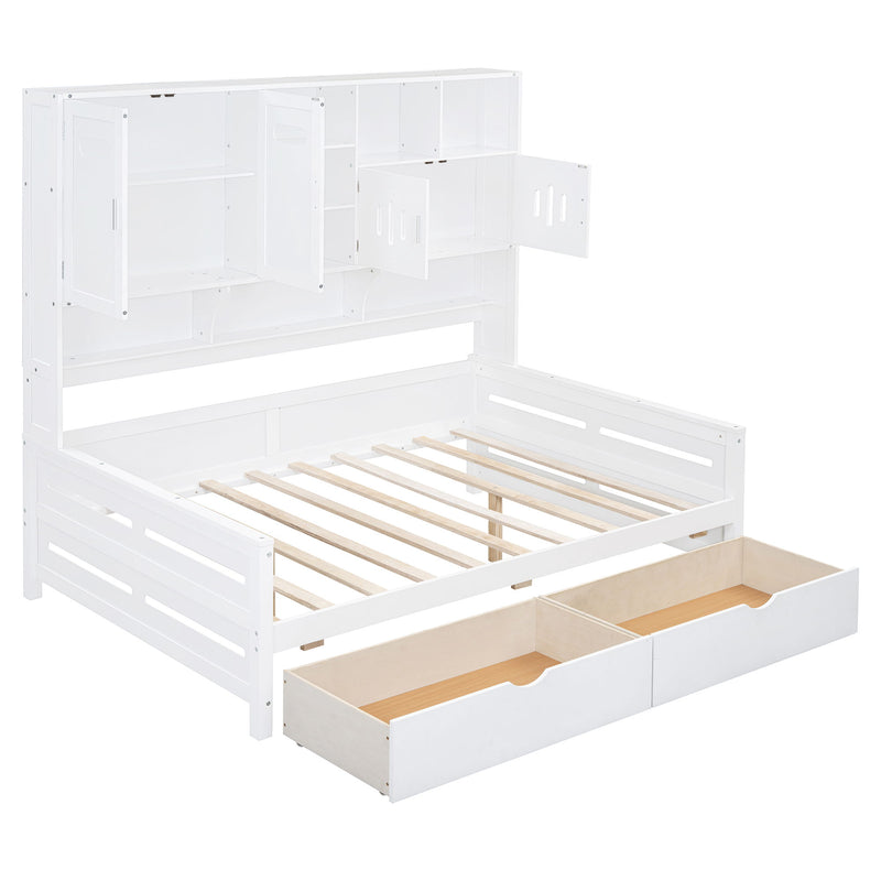 Daybed With All-In-One Cabinet And Shelf