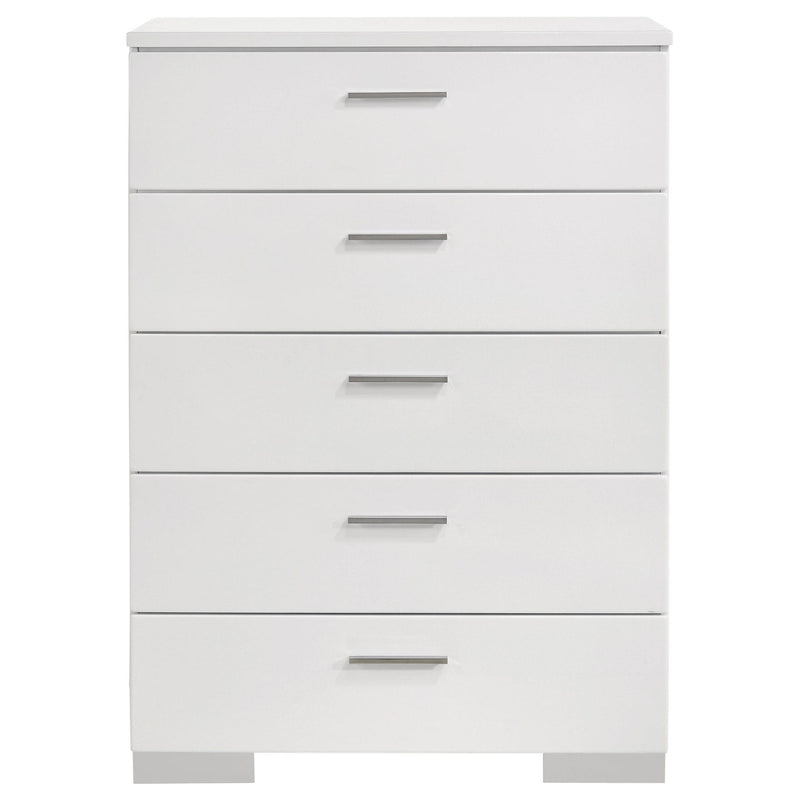 Felicity 5-piece Eastern King Bedroom Set White High Gloss