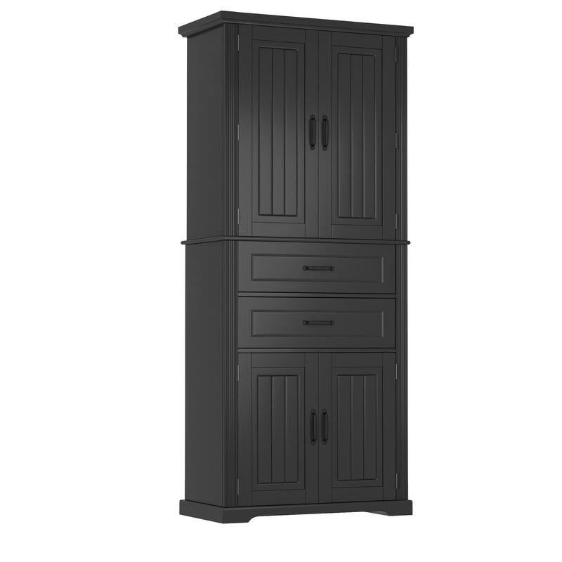 Multi Functional Storage Cabinet With Adjustable Shelves, 2 Drawers, Door Shelves