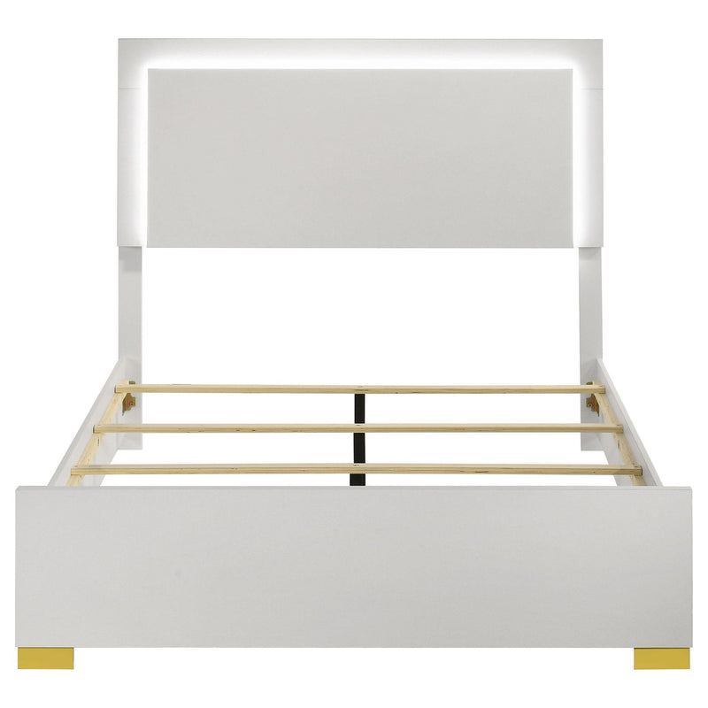 Marceline Wood Full LED Panel Bed White