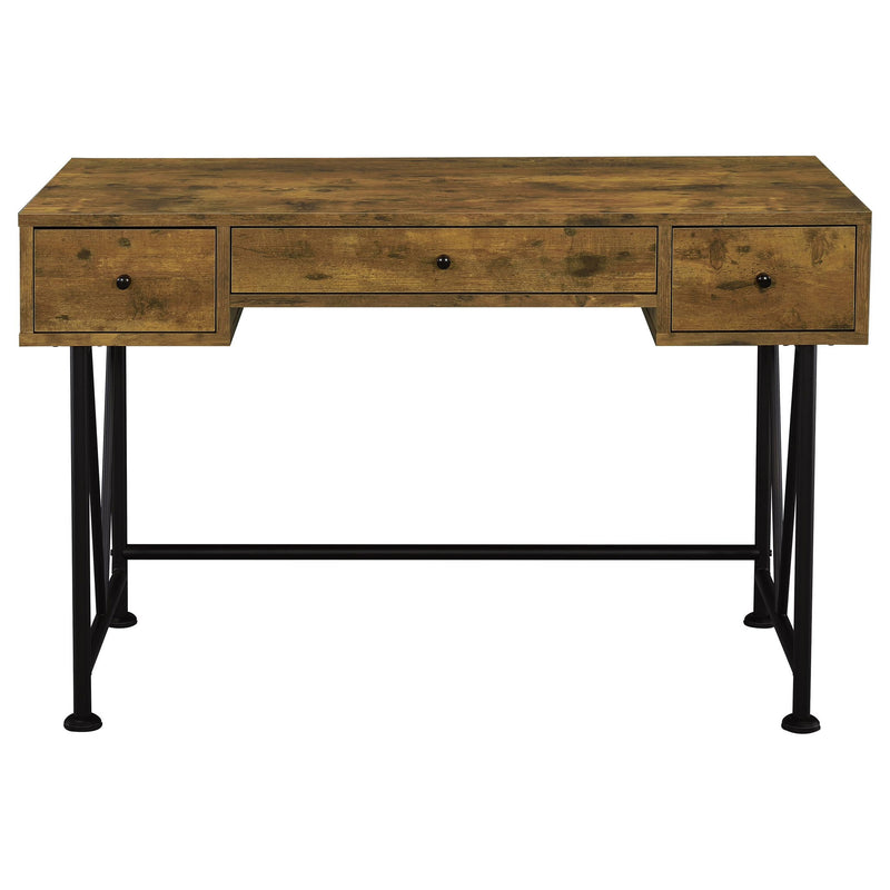 Avon - 2 Piece Computer Desk And Bookcase With 3 Drawers - Rustic Brown