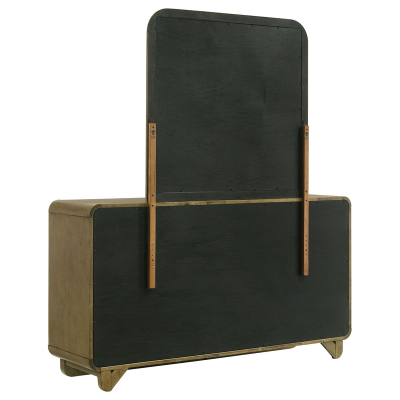 Bernardo - 6 Drawer Dresser And Mirror With Rounded Corners - Nutmeg Brown