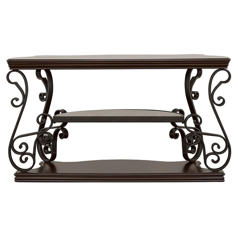 Laney - Scrollwork Entryway Sofa Console Table - Deep Merlot