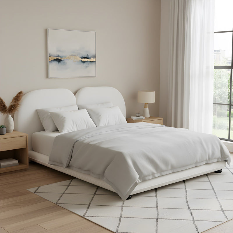Upholstered Platform Bed With Split Headboard