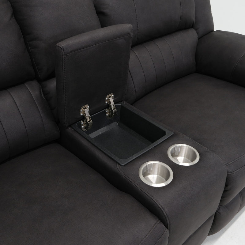 Reclining Console Loveseat - Black - Fabric