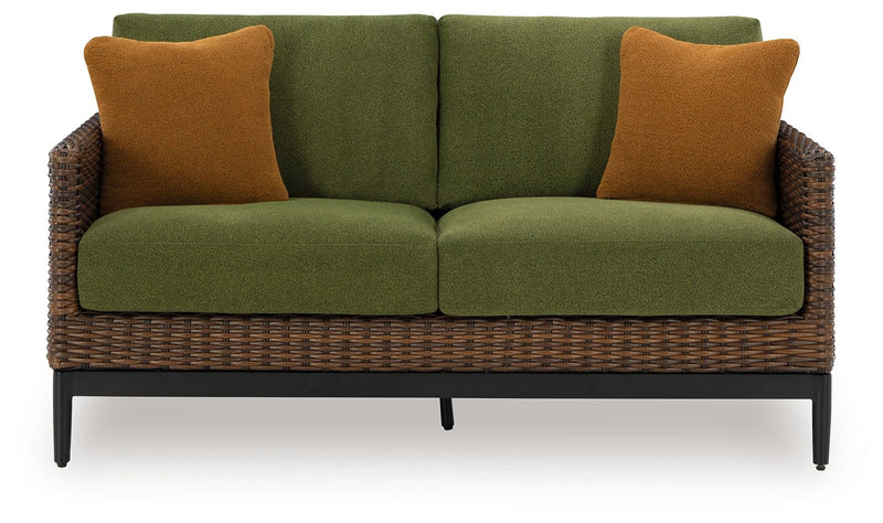 Horizon Hall - Loveseat With Cushion - Brown / Green