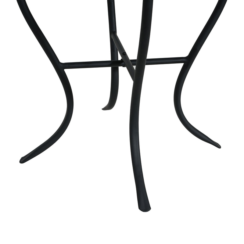 Outdoor Round Side Table With Mosaic Style Top And Curved Iron Legs
