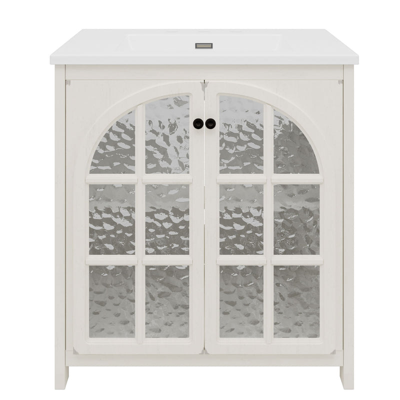 Vintage Farmhouse Bathroom Vanity With Ceramic Sink