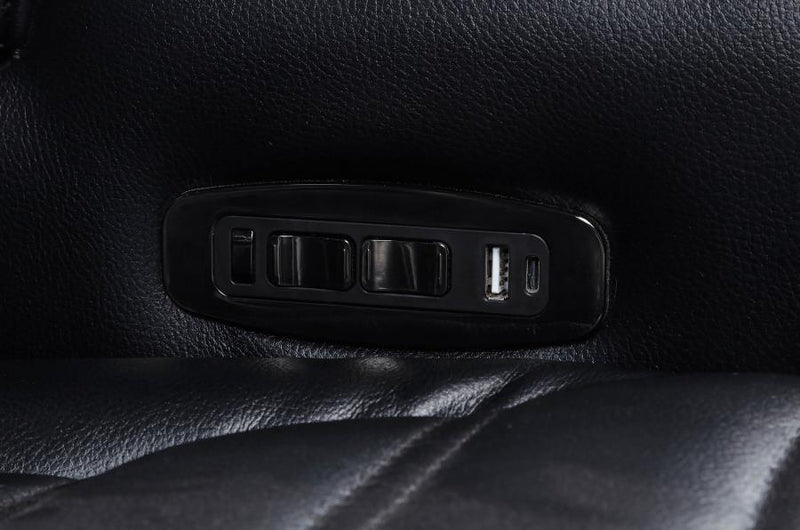 Zuma - Faux Leather Dual Power Reclining LED Loveseat - Black