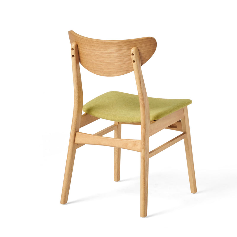 Contemporary Fabric Dining Chair With Wood And Sleek Design - Green