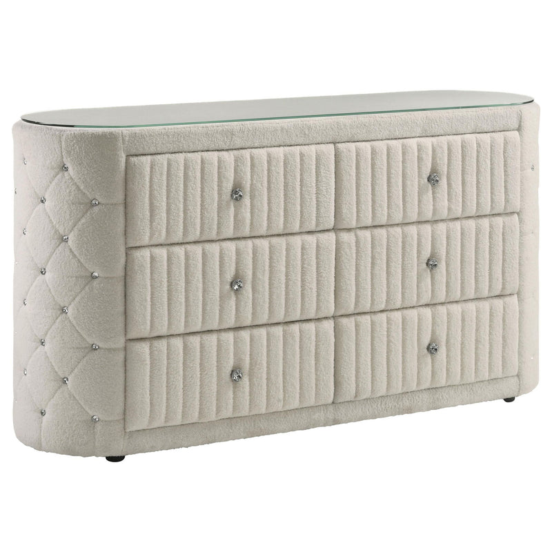 Sonya 4-piece Upholstered Eastern King Bedroom Set Ivory