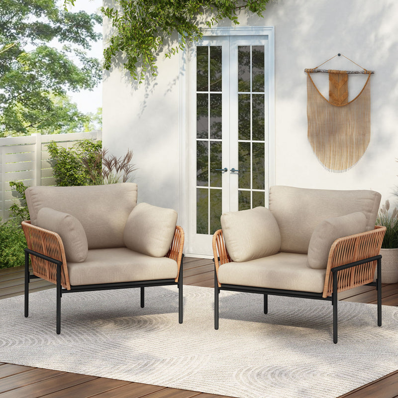 Rope Lounge Chair With Cushions For Modern Spaces