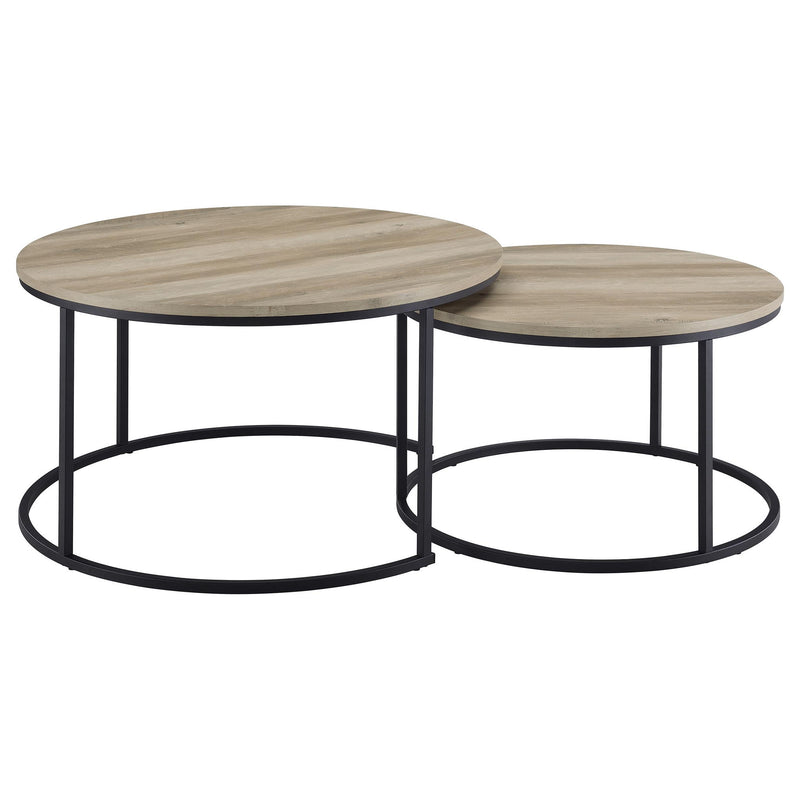 Arrize - 2 Piece Round Nesting Coffee Table Set - Pine Wood