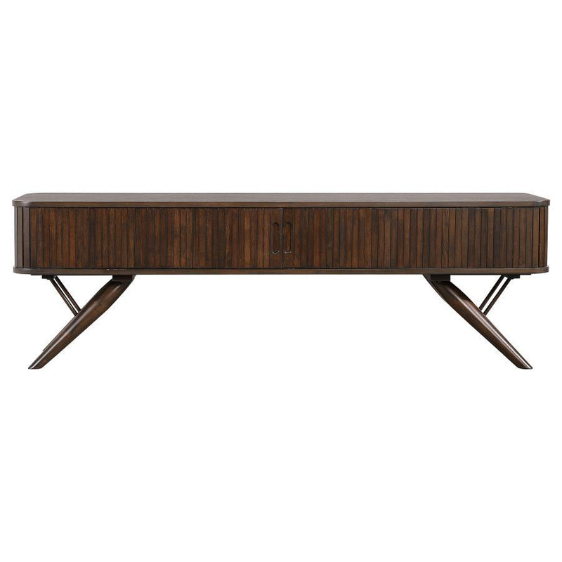 Valna - Wood TV Stand With Sliding Doors - Walnut