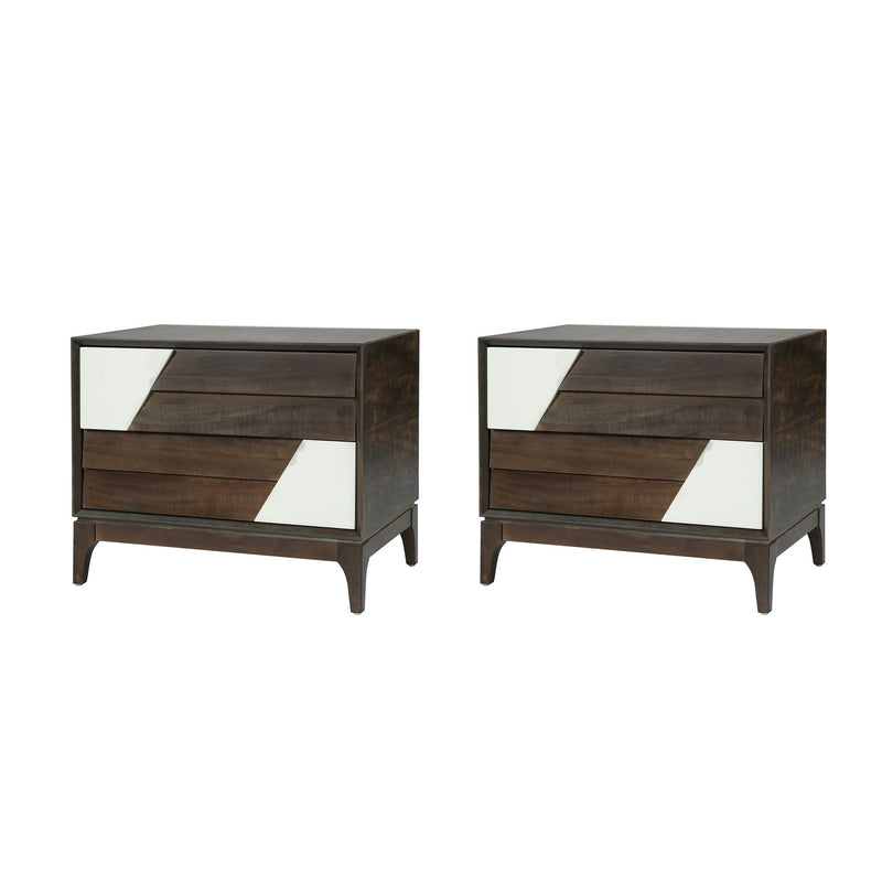 Japandi 2 Drawer Nightstand With Geometric Design