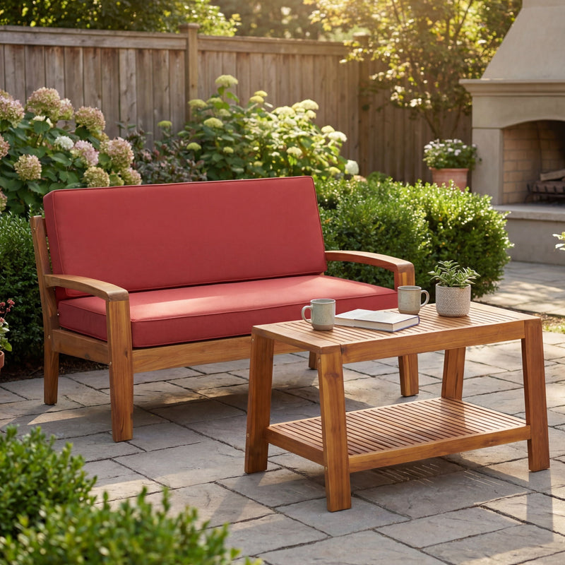 2 Piece Outdoor Conversation Set (Loveseat & Coffee Table With Water-Resistant Cushions)