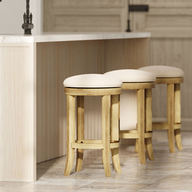Backless Swivel Stool With Upholstered Seat