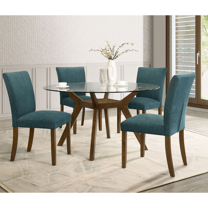 Flynn - Round Glass Top Dining Table - Brown
