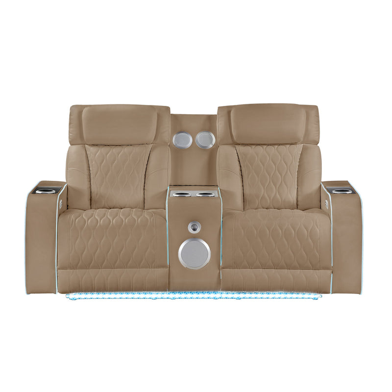 Electra - 3 Piece Power Reclining Sofa, Loveseat And Recliner Set With Power Headrests, Massage And LED Lighting