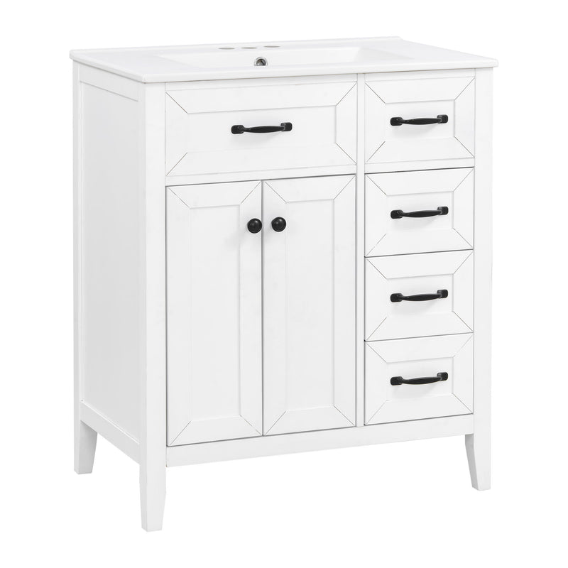 Bathroom Vanity With Sink, Freestanding Design, Soft Close Doors & Drawers - White