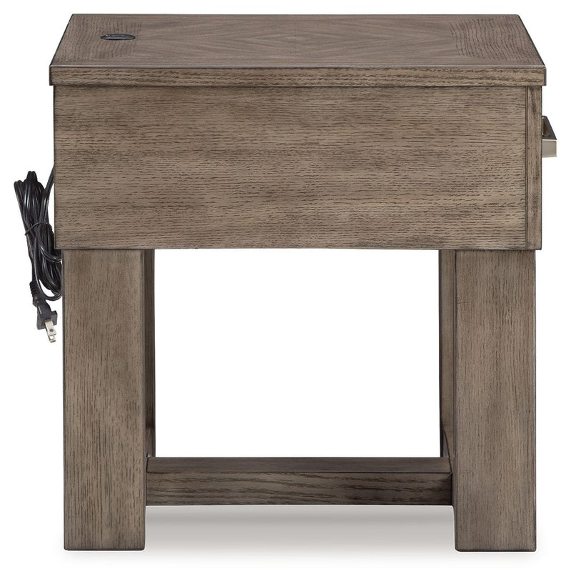 Loyaska - Rectangular End Table - Grayish Brown