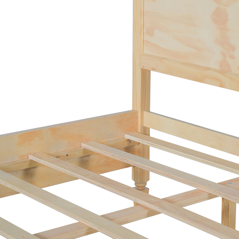Classic Platform Bed Frame With Panel Headboard