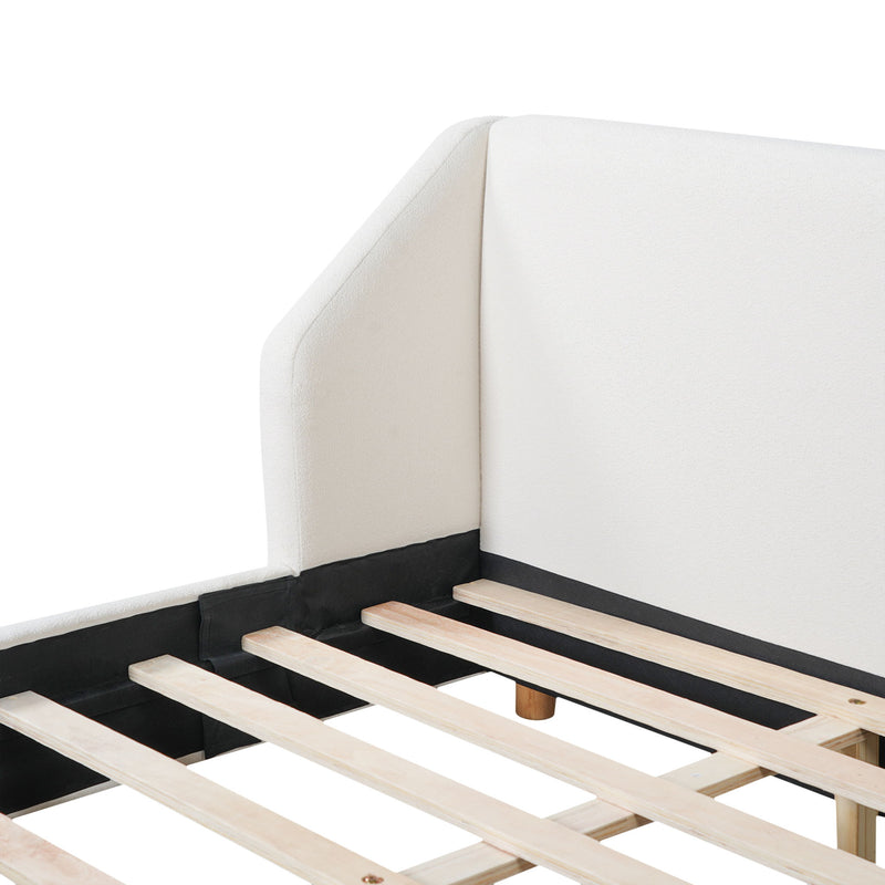Modern Upholstered Bed Frame With Wingback Headboard
