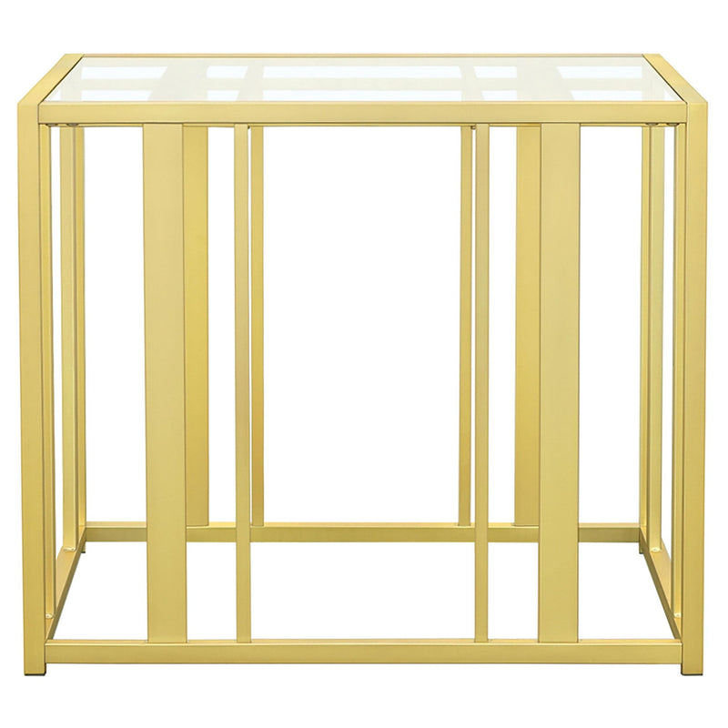 Adri Rectangular Glass Top Side End Table Matte Brass