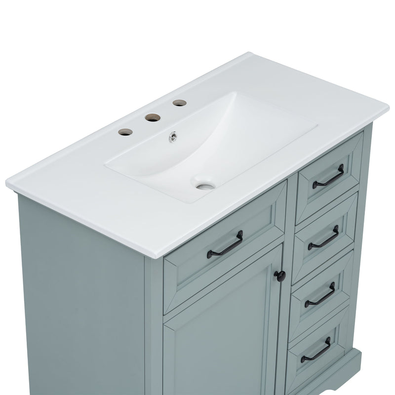 36" Bathroom Vanity With Sink, 2 Tip-Out Drawers, Soft Close Hinges