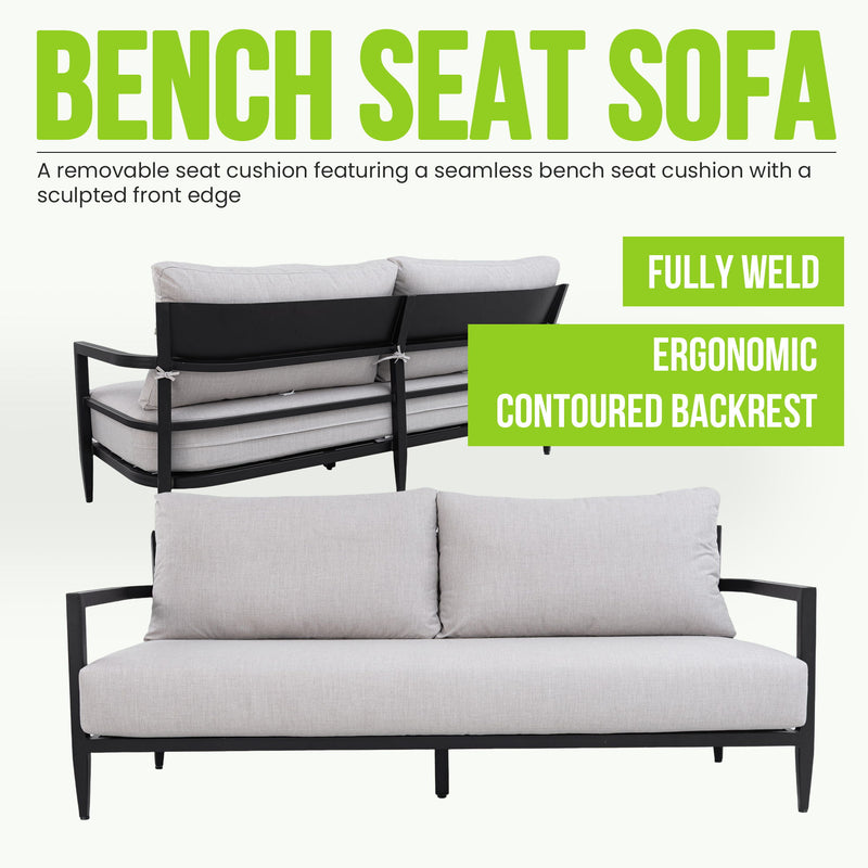 6 Piece Outdoor Conversation Set With Swivel Chairs - Ember Black